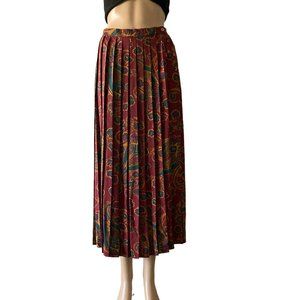 Betu Abstract Paisley Size M Pleated Midi Skirt